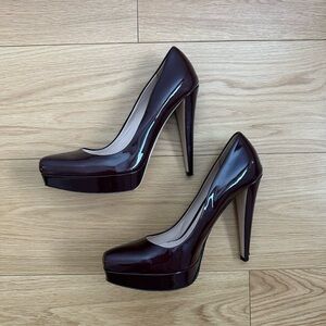 Miu Miu Patent Leather Burgundy Platform Pumps